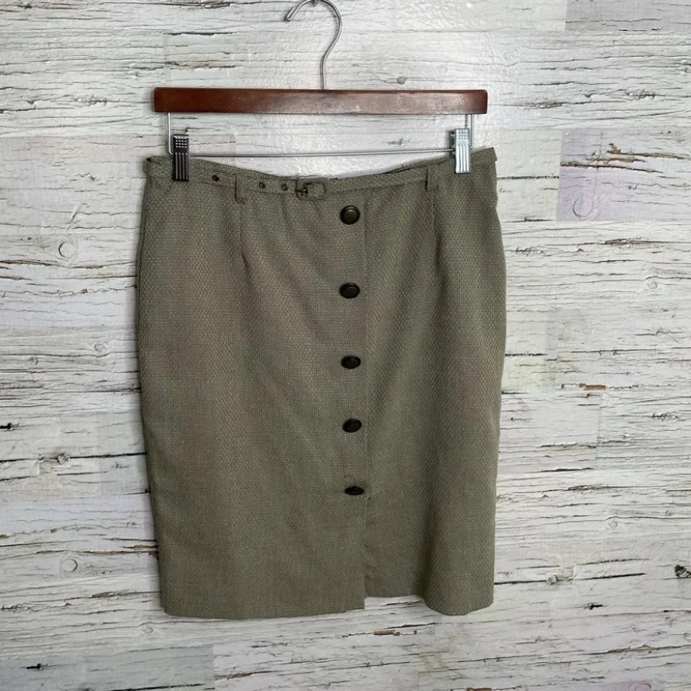 Vintage savannah button up belt  cream skirt 9